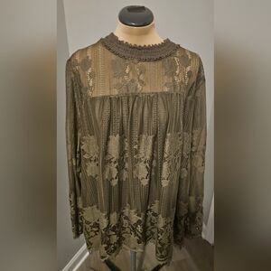 Est. 1946 Army Green Floral Lace Flowy Tunic Plus Size 26/28W New without Tags